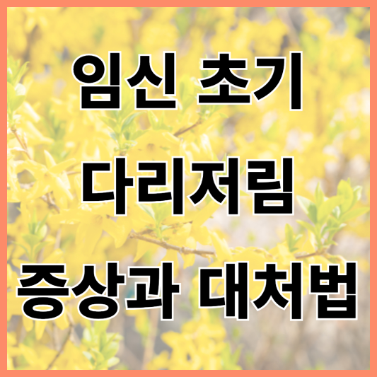 임신 초기 다리 저림의 원인과 효과적인 완화 방법