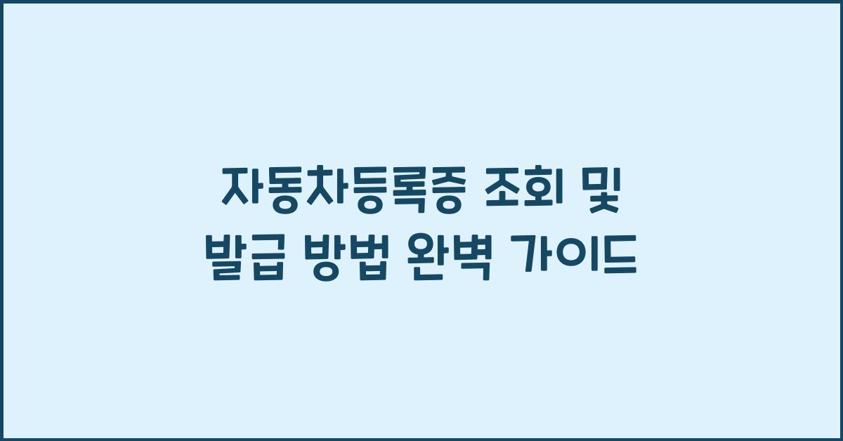 자동차등록증 조회