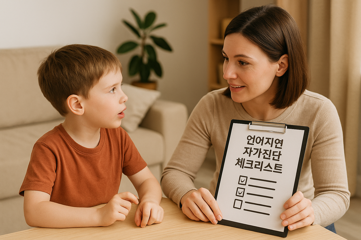 아이랑 엄마랑 체크리스트 화일을 들고 있는 사진