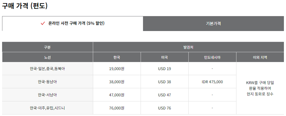 아시아나항공 유료 좌석 배정-듀오 좌석 구매 가격