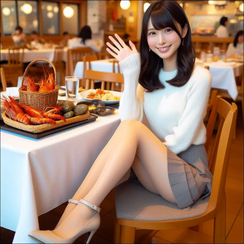 후쿠오카 해산물을 즐기고 있는 여성