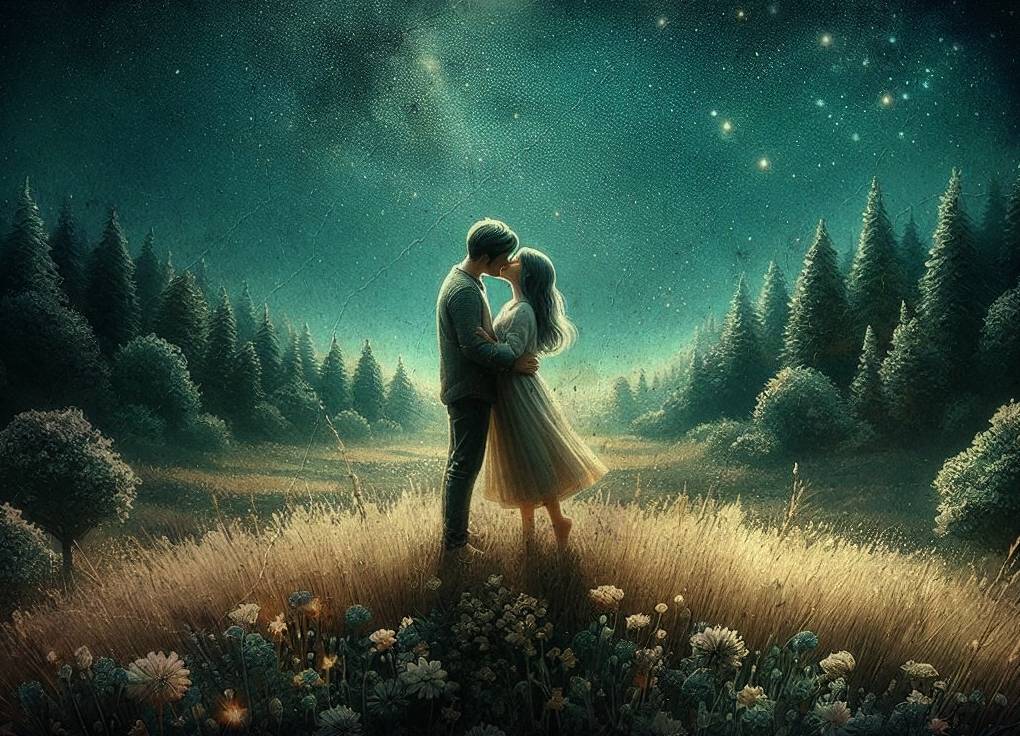 숲속에서 달콤한 키스