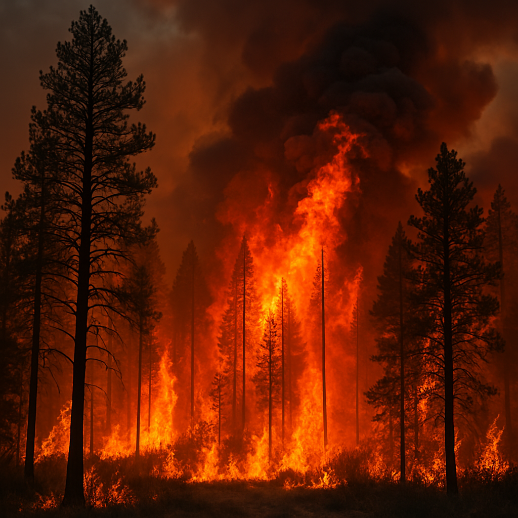 산에 불이 나서 자연이 훼손되고 있다(Ai 생성이미지)