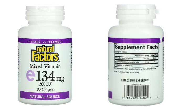 Natural Factors, 혼합 비타민E, 200IU, 소프트젤 90정