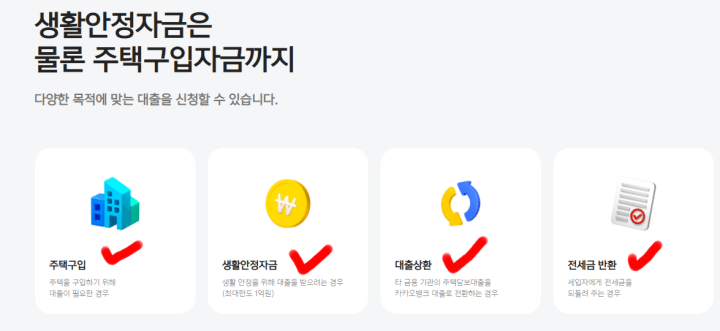 카카오뱅크주담대-주담대종류