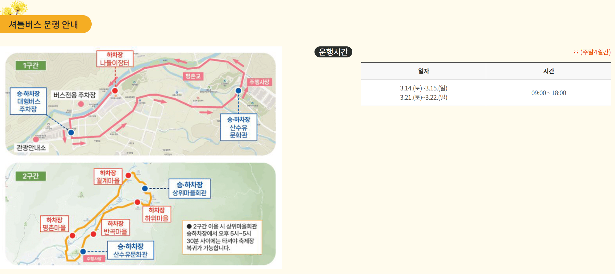 구례 산수유축제 일정 안내