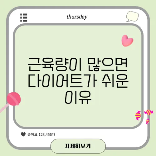 근육량이 많으면 다이어트가 쉬운 이유