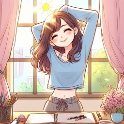 Illustration_of_a_girl_stretching_in_the_morning