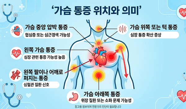 가슴 통증 위치와 의미