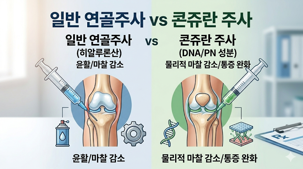 연골주사(히알루론산) vs 콘쥬란 주사(DNA)