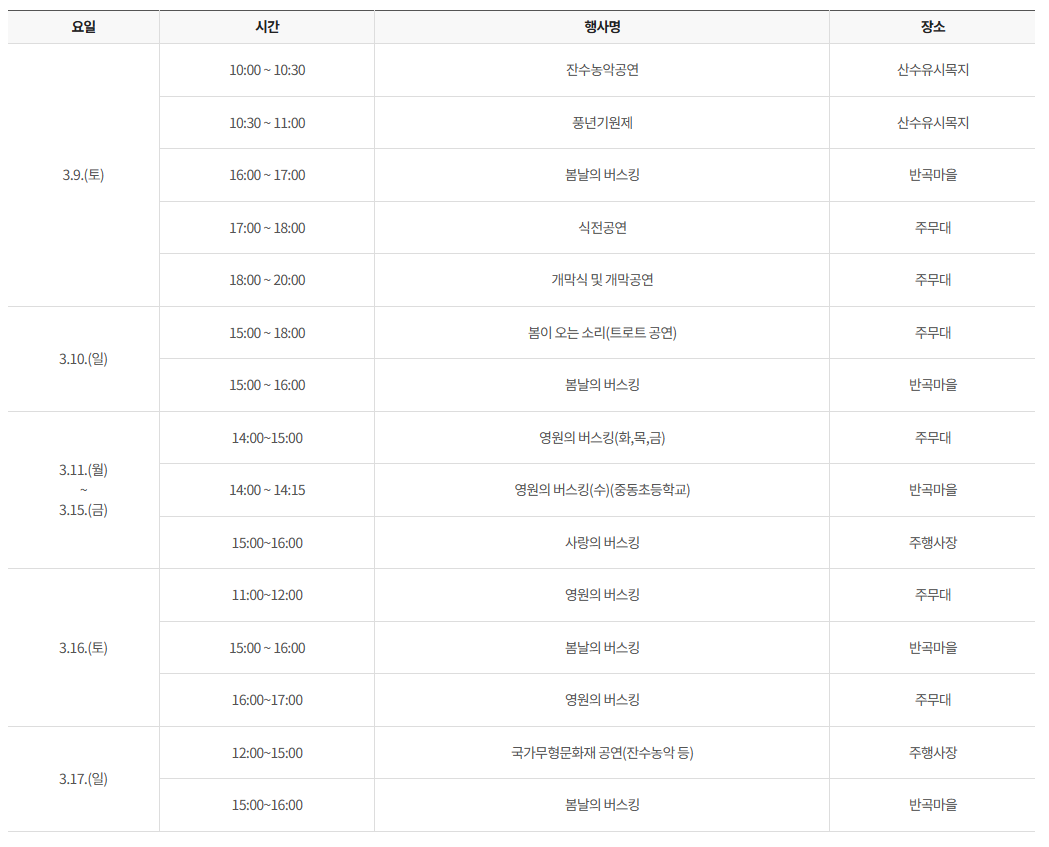 구례 산수유꽃 축제-공연프로그램