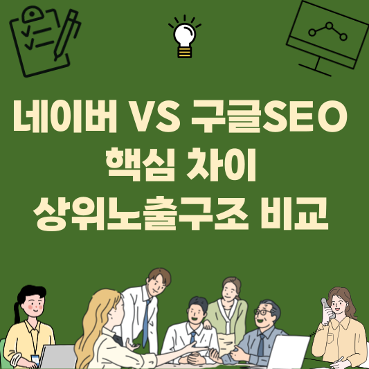 네이버와 구글의 검색 노출 특성 차이를 구조 관점에서 정리한 다이어그램