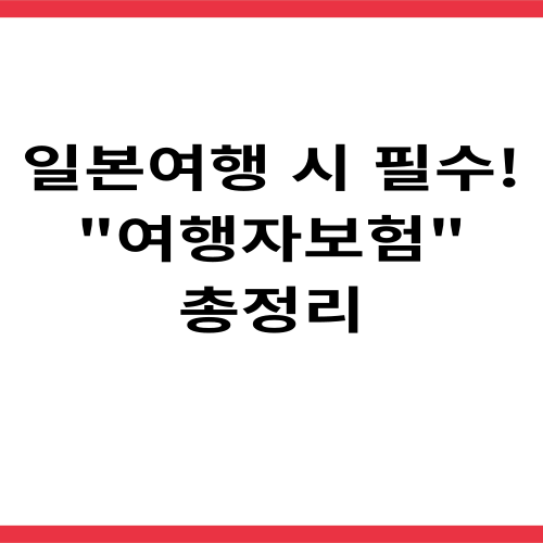 일본여행 여행자보험 총정리