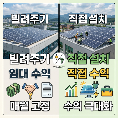태양광 발전 지붕 임대 및 직접 설치 수익 비교 사진