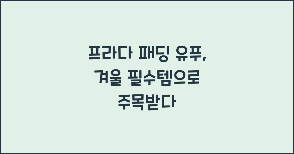 프라다 패딩 유푸