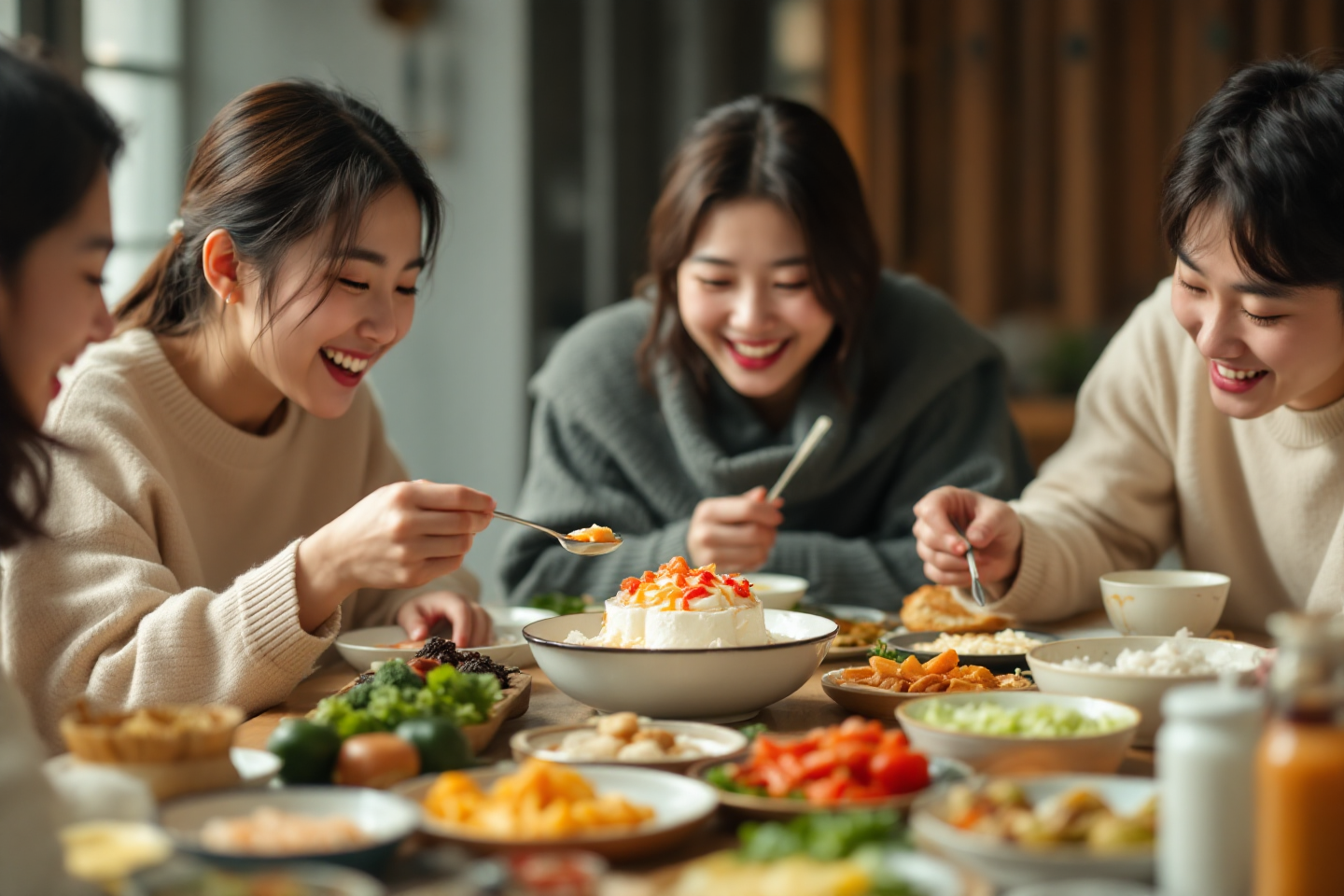 식사를 하고 있는 사람들