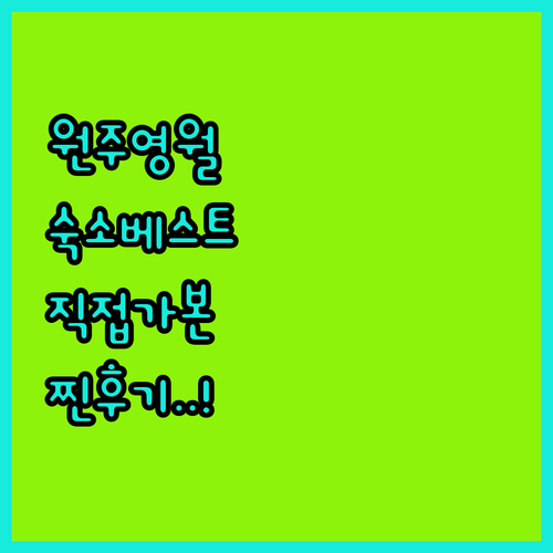 원주 영월 숙소 베스트 5곳 비교 분..