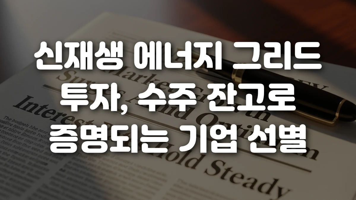 신재생 에너지 그리드 투자 수주 잔고로 증명되는 기업 선별