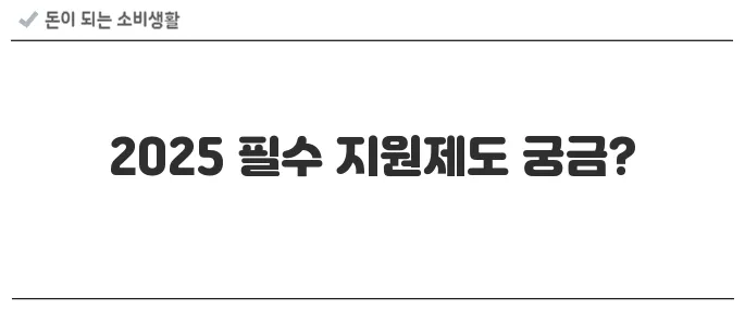 알아두면 돈 되는 정부 지원제도 10가지 (2025년 기준)