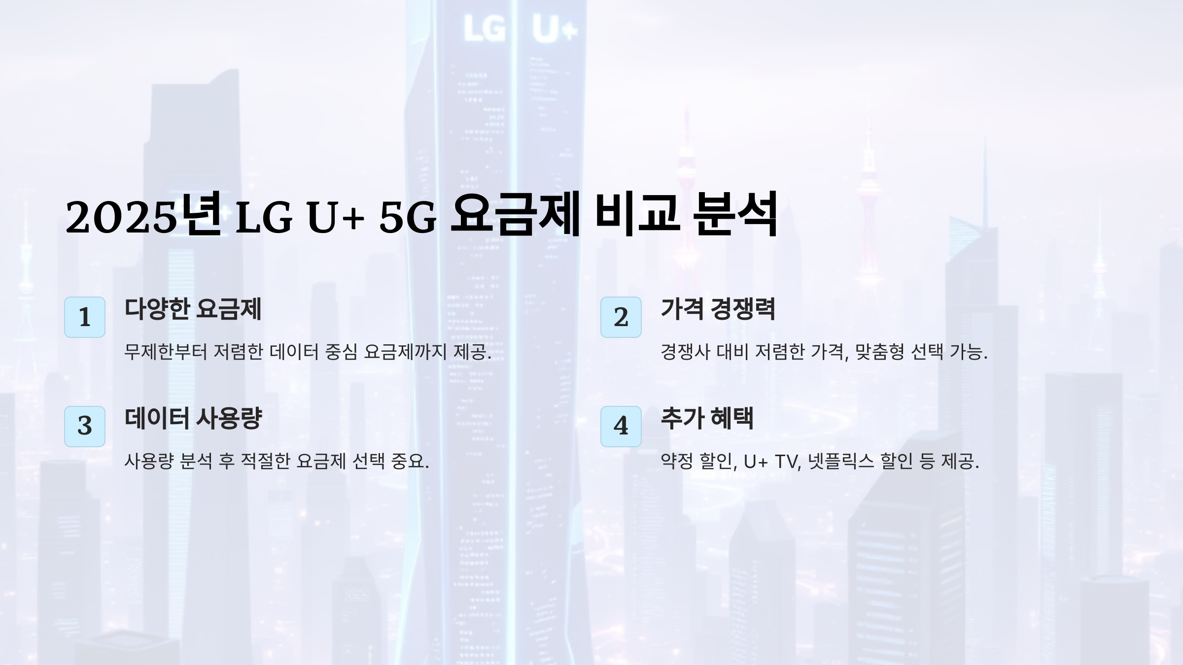 2025년 LG U+ 5G 요금제 비교! 가격&middot;속도&middot;혜택 완벽 분석