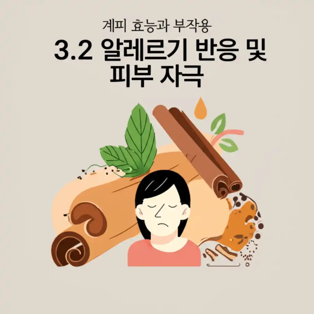 계피 부작용인 알레르기 반응으로 붉어진 피부 자극 모습.