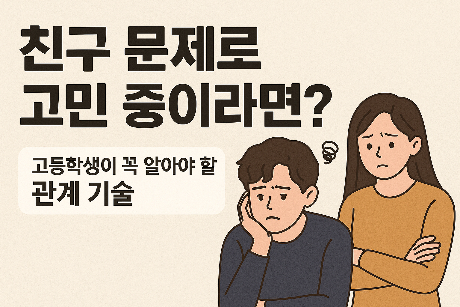 친구문제고민-고등학생관계기술-일러스트