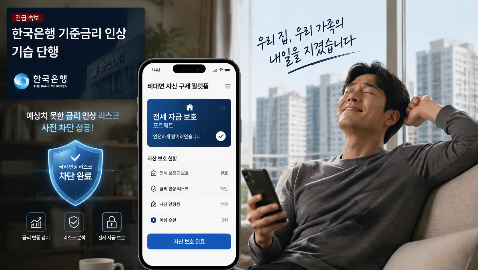 한국은행 기준금리 인상 기습 단행 리스크를 차단하고 비대면 자산 구제 플랫폼으로 전세 자금을 방어한 가장의 안도