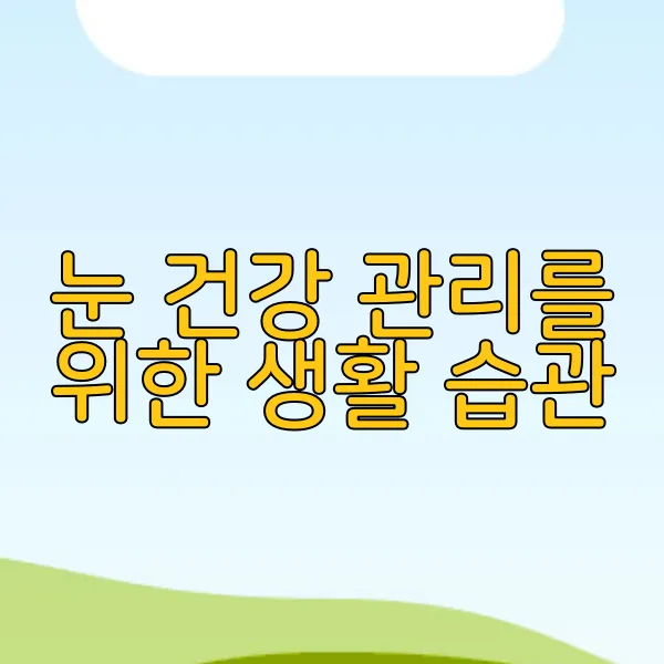 눈 건강 관리를 위한 생활 습관