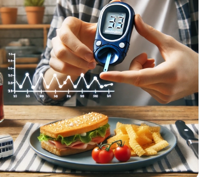 식후 혈당 측정하는 사람 