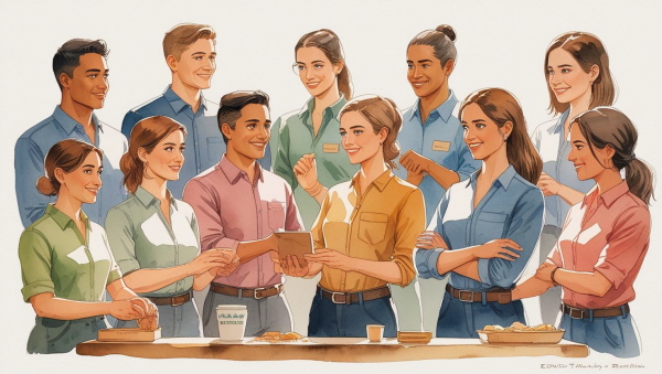 ESFJ는 관계 속에서 자신의 역할을 명확히 하며, 헌신적이고 책임감 있는 태도로 공동체를 이끌어가는 성향입니다에 관한 그림