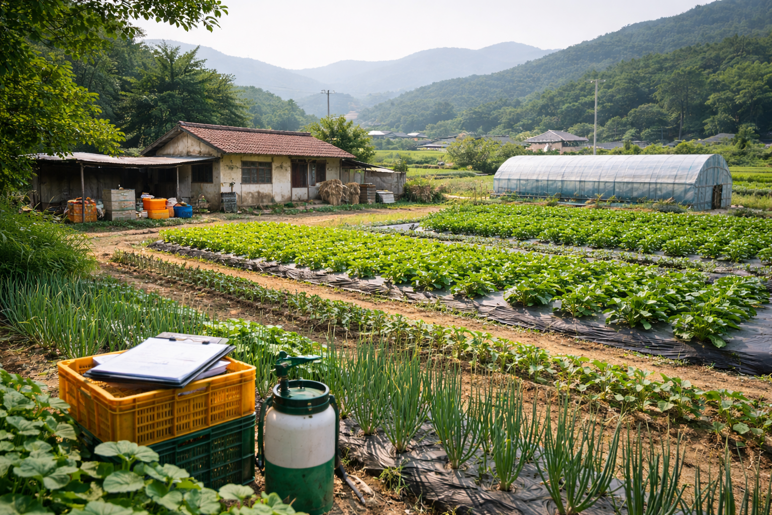 귀농 정착 여부 확인을 위해 농지와 주거 환경을 점검하는 행정 현장 확인 상황