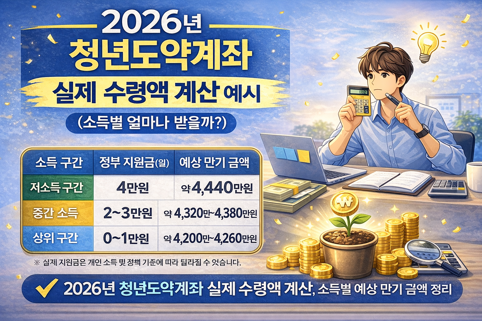 2026년 청년도약계좌 실제 수령액 소득별 계산 예시 안내 이미지