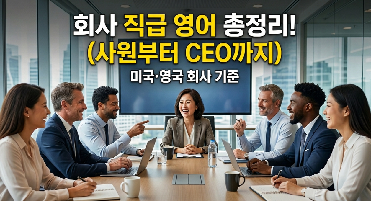 다양한 인종의 회사 임직원들이 회의실에서 웃으면서 회의 하는 모습. 회사 직급 영어 총정리! 사원부터 CEO까지 (미국&middot;영국 회사 기준)