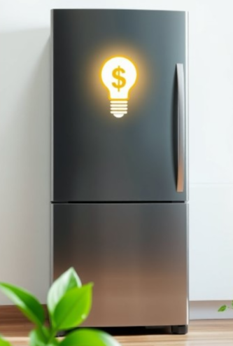 문이 잘 닫혀있는 절약형 냉장고