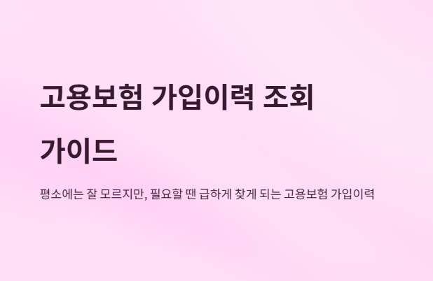 고용보험가입이력조회방법