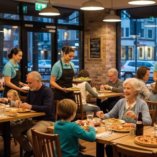 패밀리 레스토랑에서 식사하는 사진