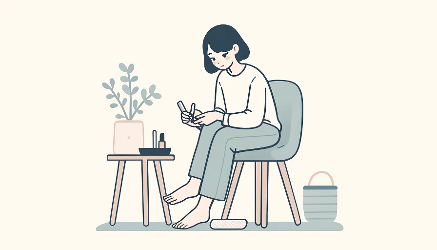 발톱, 손톱을 관리하는 여성의 모습