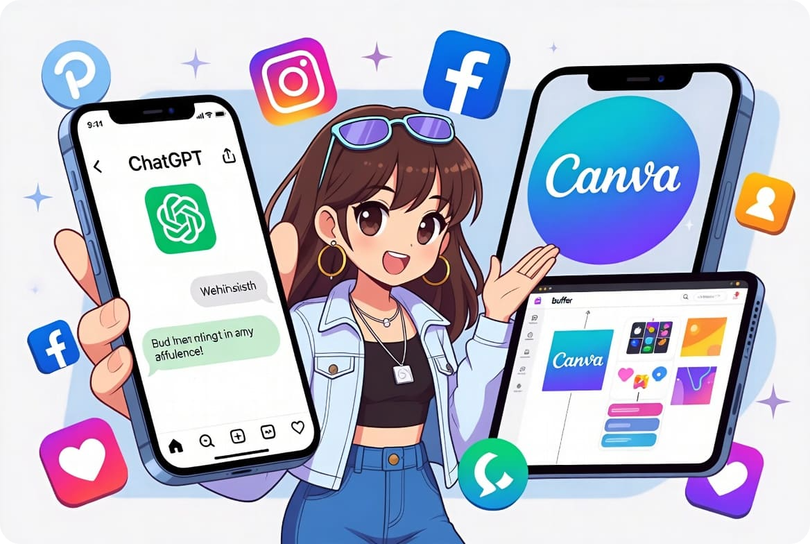ChatGPT + Canva + Buffer