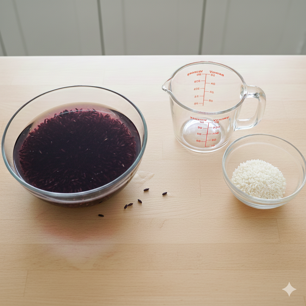 물에 오래 불려 부드럽게 하여 밥을 하면 좋은 흑미