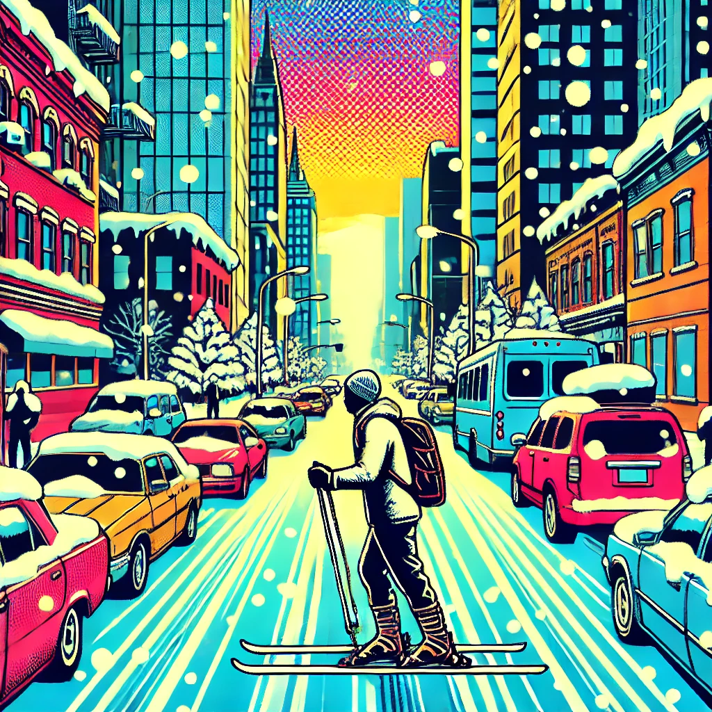 폭설 속 스키 출근남 체육선생님