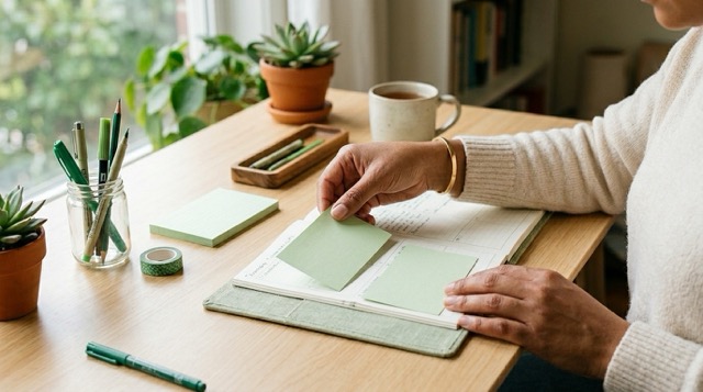 통풍 식단 핵심 요소를 정리한 초록 메모 카드