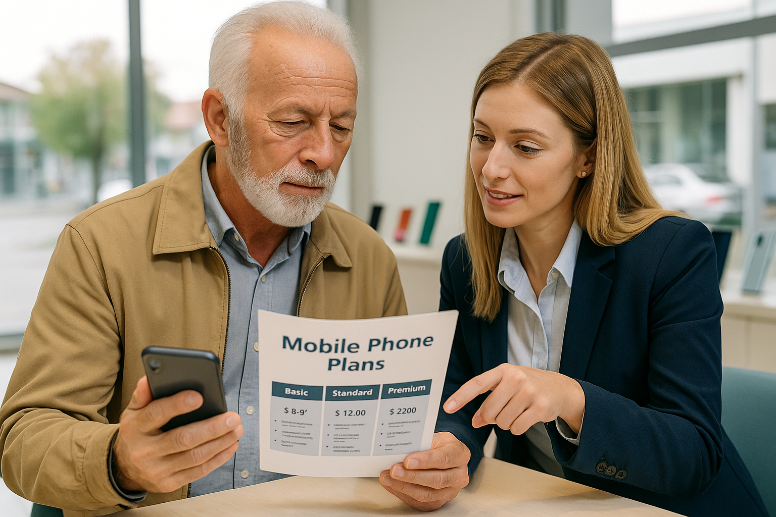 휴대폰 요금을 비교하는 사진