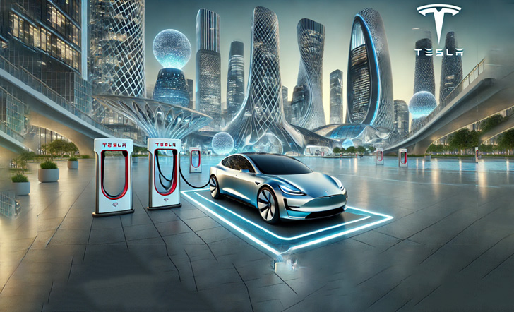 테슬라 자동차 충전 사진