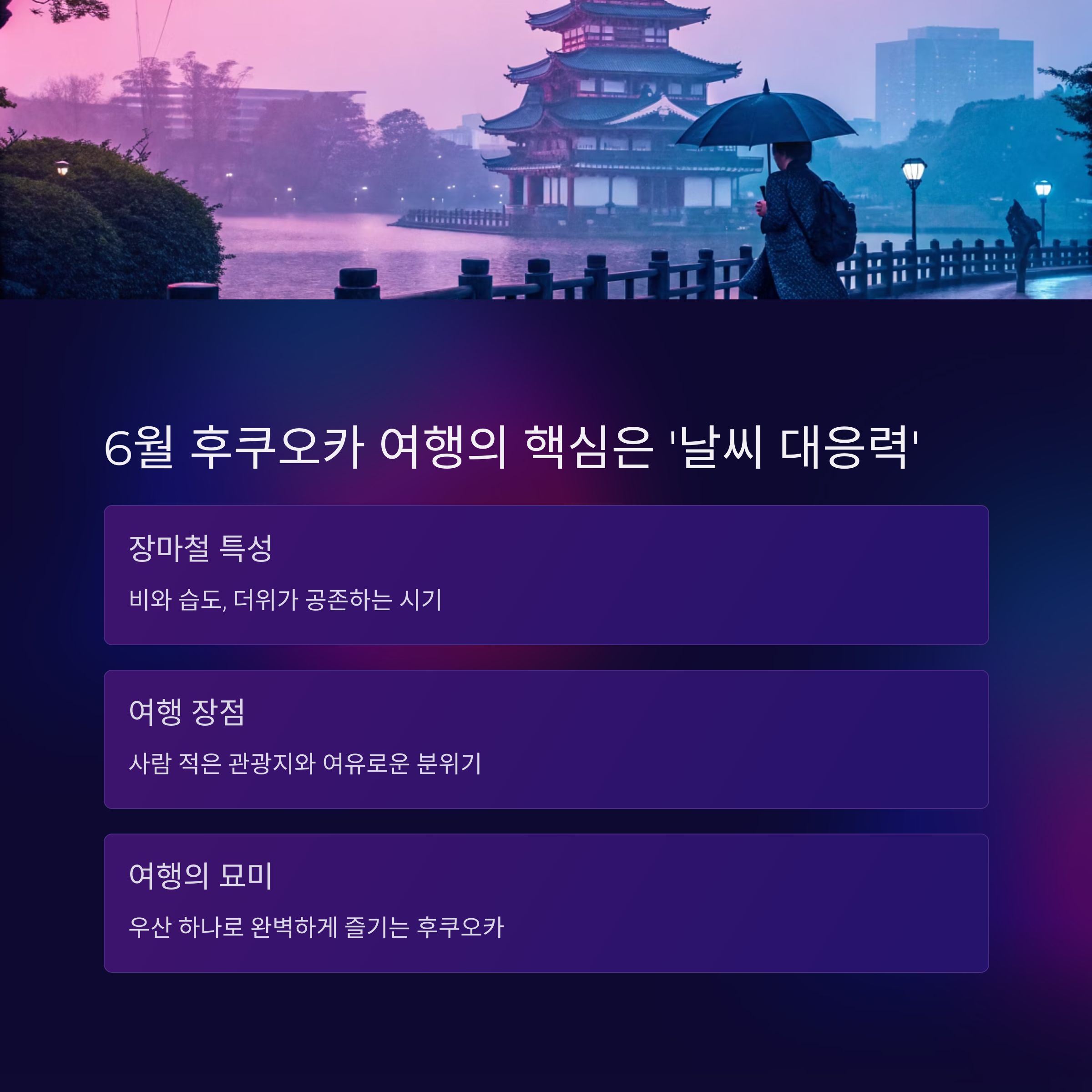 6월 후쿠오카 여행의 핵심은 날씨 대응력