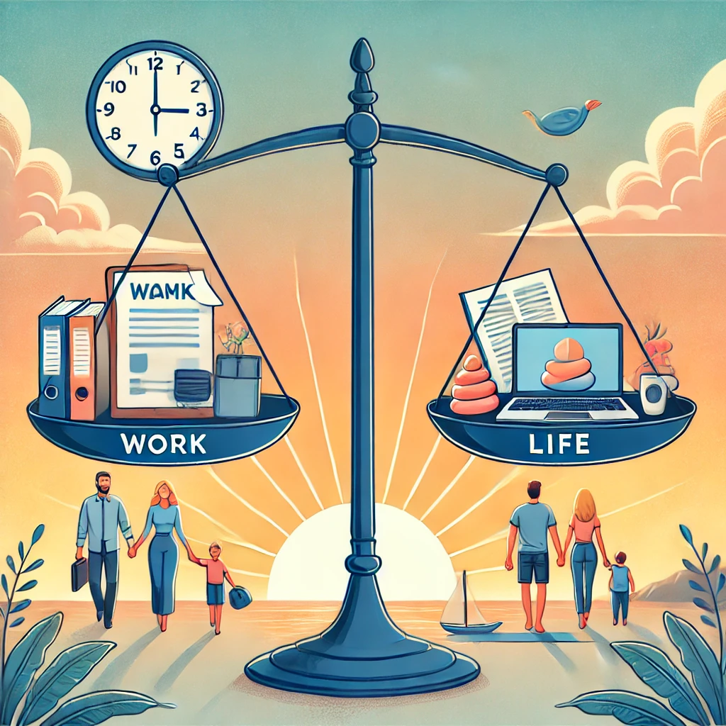 삶을 균형있게 사는법을 저울료 묘사한 모습