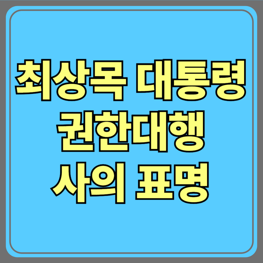 최상목 대통령 권한대행, 탄핵소추안 상정 직후 사의 표명