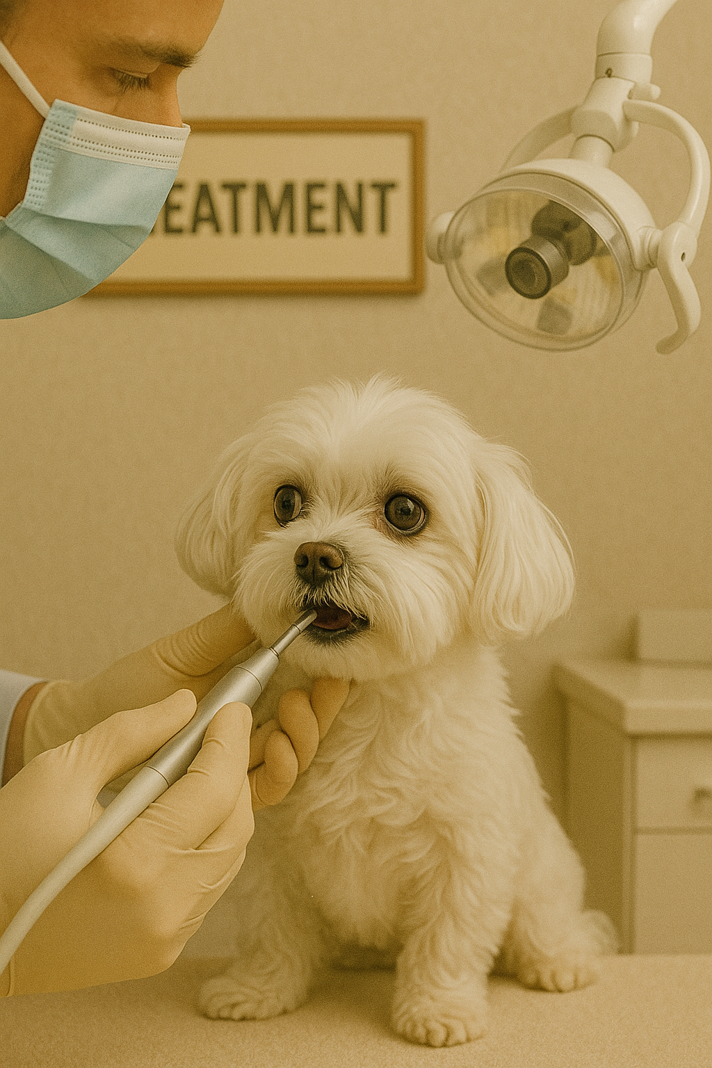 강아지 치과치료하는 사진