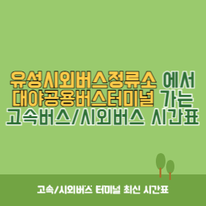 유성시외버스정류소에서 대야공용버스터미널 가는 시외버스 시간표 최신정보