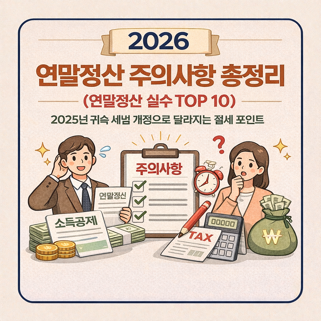 2026 연말정산 주의사항 총정리(연말정산 실수 TOP 10)|2025년 귀속 세법 개정으로 달라지는 절세 포인트