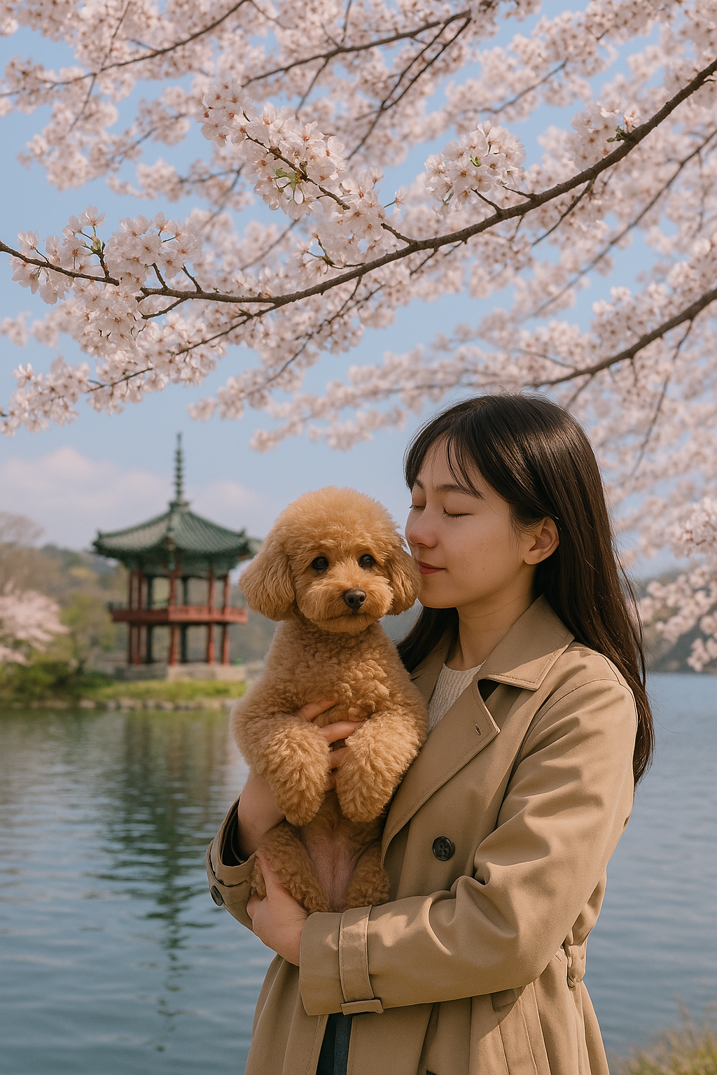 경주 보문관광단지 보문호 강아지 벚꽃